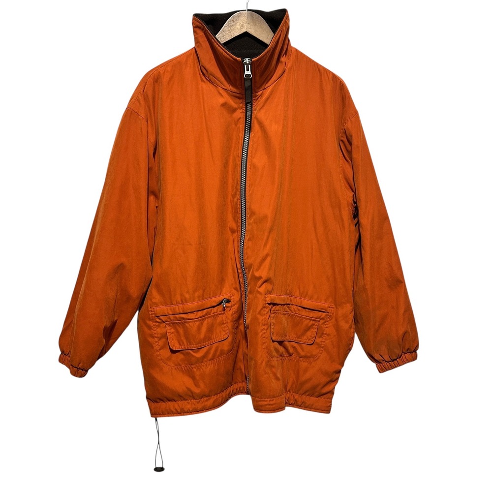 VTG JLC Women Utility Jacket L Orange Fleece Lined‎ Zip Front Gorpcore Outdoor
